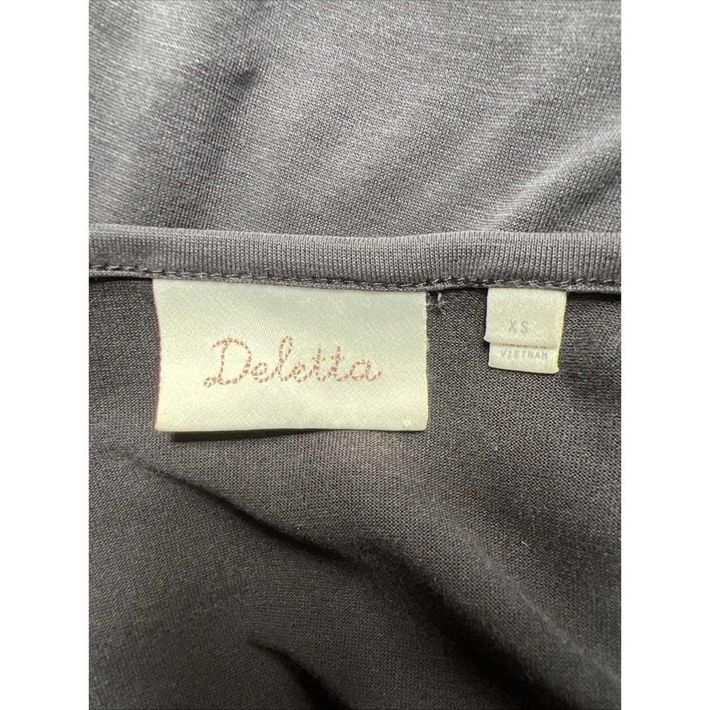 Anthropologie Deletta Wrap Sleeveless Tank Top Steel Gray Size XS Ruched Stretch - Picture 7 of 9